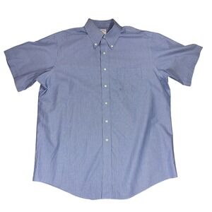 Brooks Brothers 346 Mens 17 Blue White Striped Short Sleeve Non-Iron Shirt